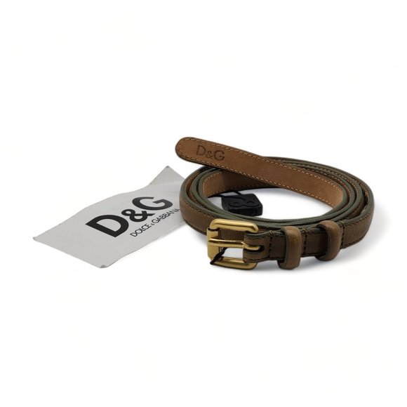 D&G Dolce&Gabbana Skinny Leather Belt - Picture 1 of 2